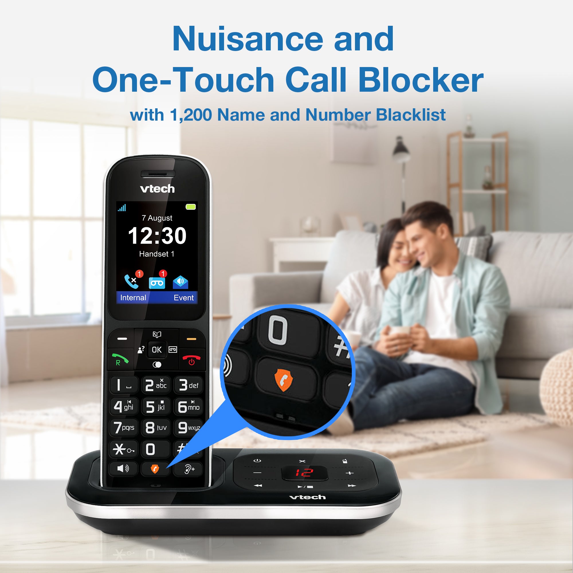 VTech PS1354 Cordless Phone with Answering Machine, Five Handset Landline Phones VTech