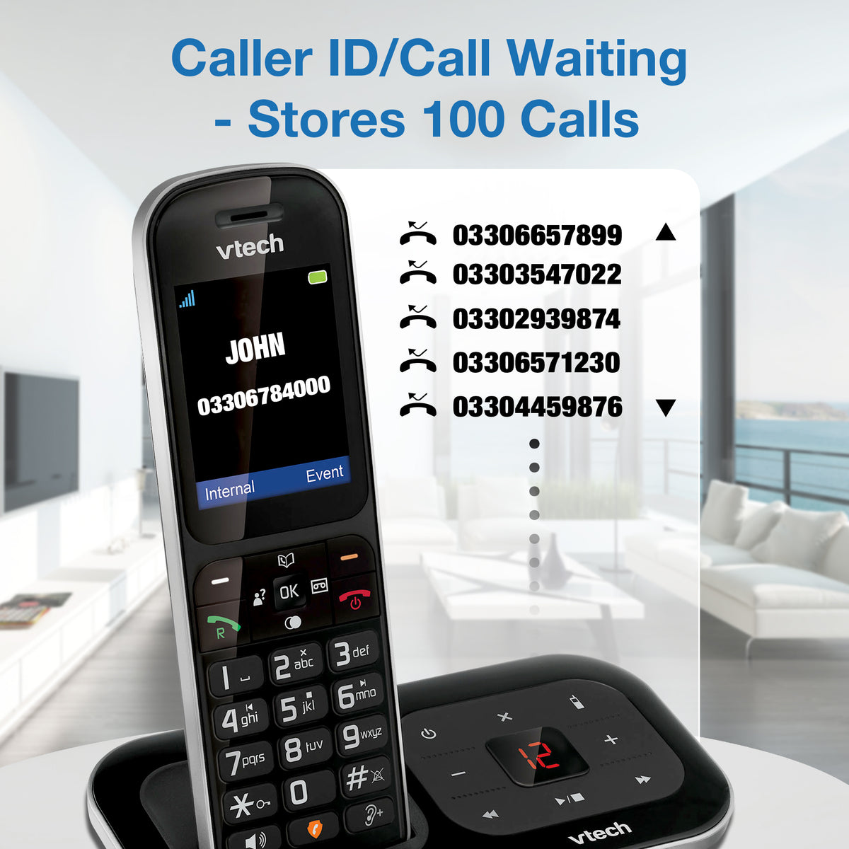 VTech PS1354 Cordless Phone with Answering Machine, Five Handset Landline Phones VTech