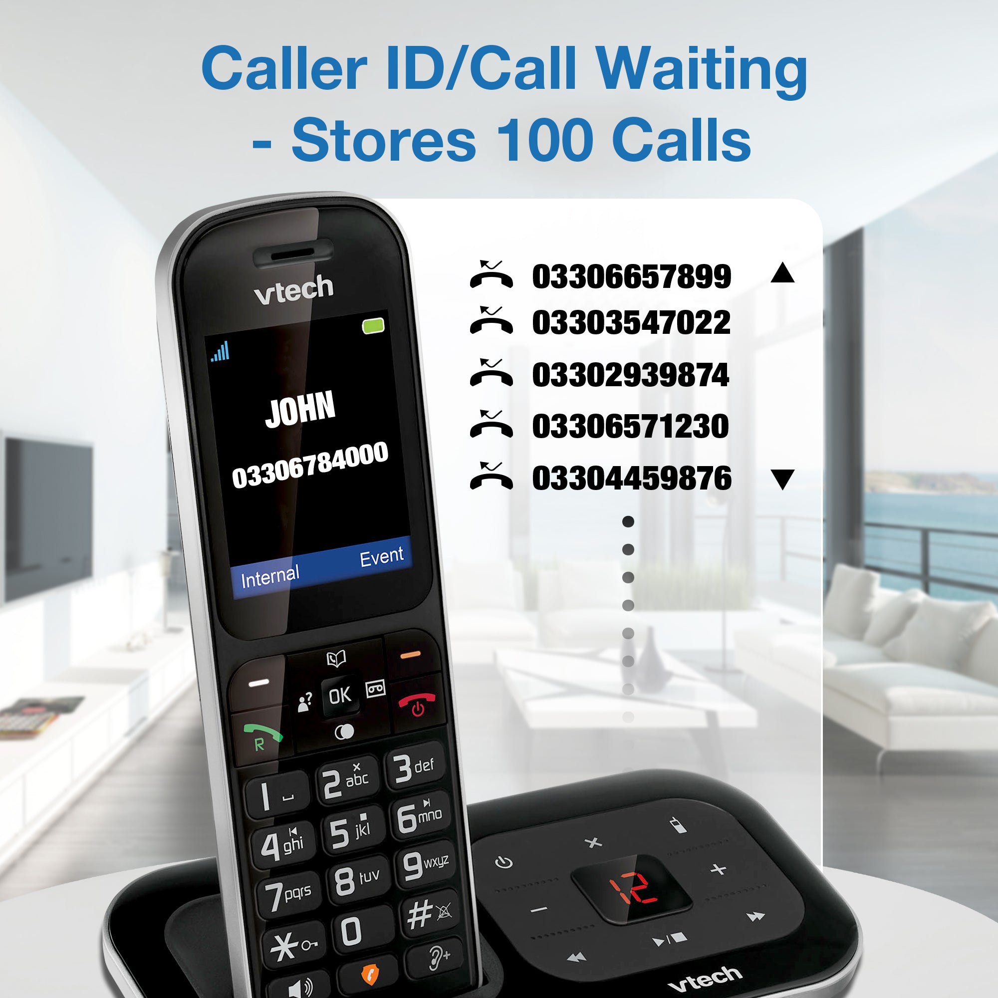 VTech PS1354 Cordless Phone with Answering Machine, Five Handset Landline Phones VTech