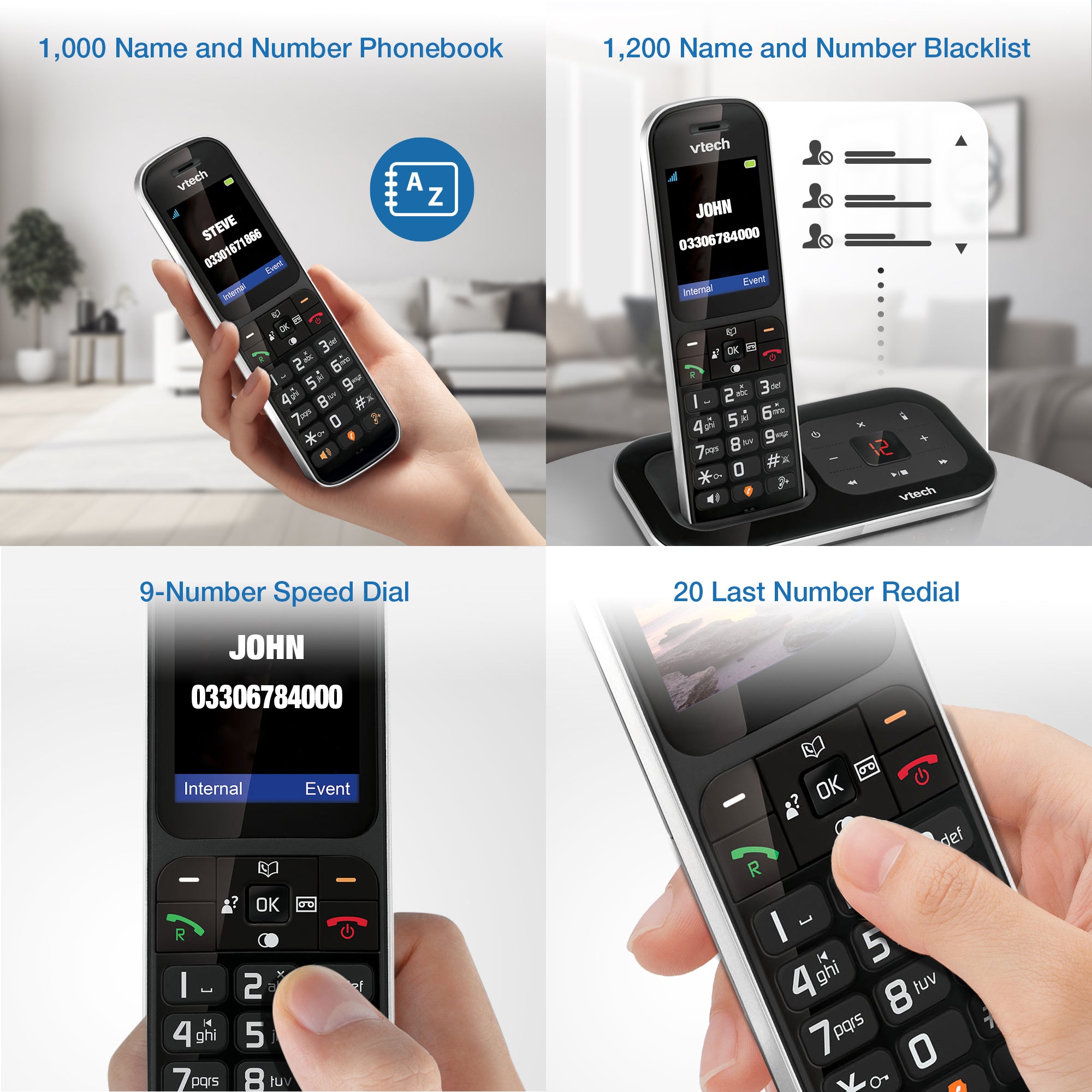 VTech PS1354 Cordless Phone with Answering Machine, Five Handset Landline Phones VTech