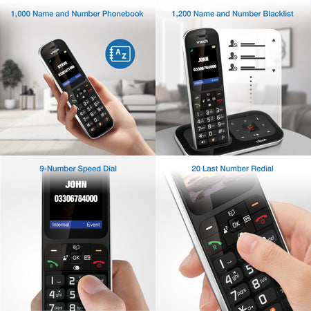 VTech PS1354 Cordless Phone with Answering Machine, Five Handset Landline Phones VTech