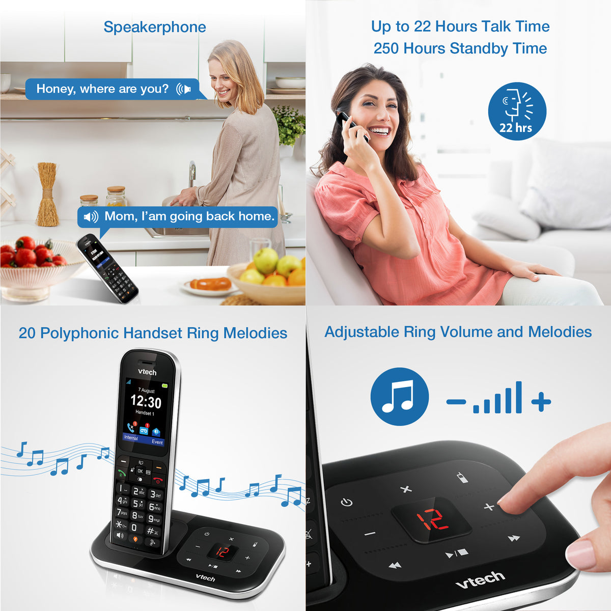 VTech PS1354 Cordless Phone with Answering Machine, Five Handset Landline Phones VTech