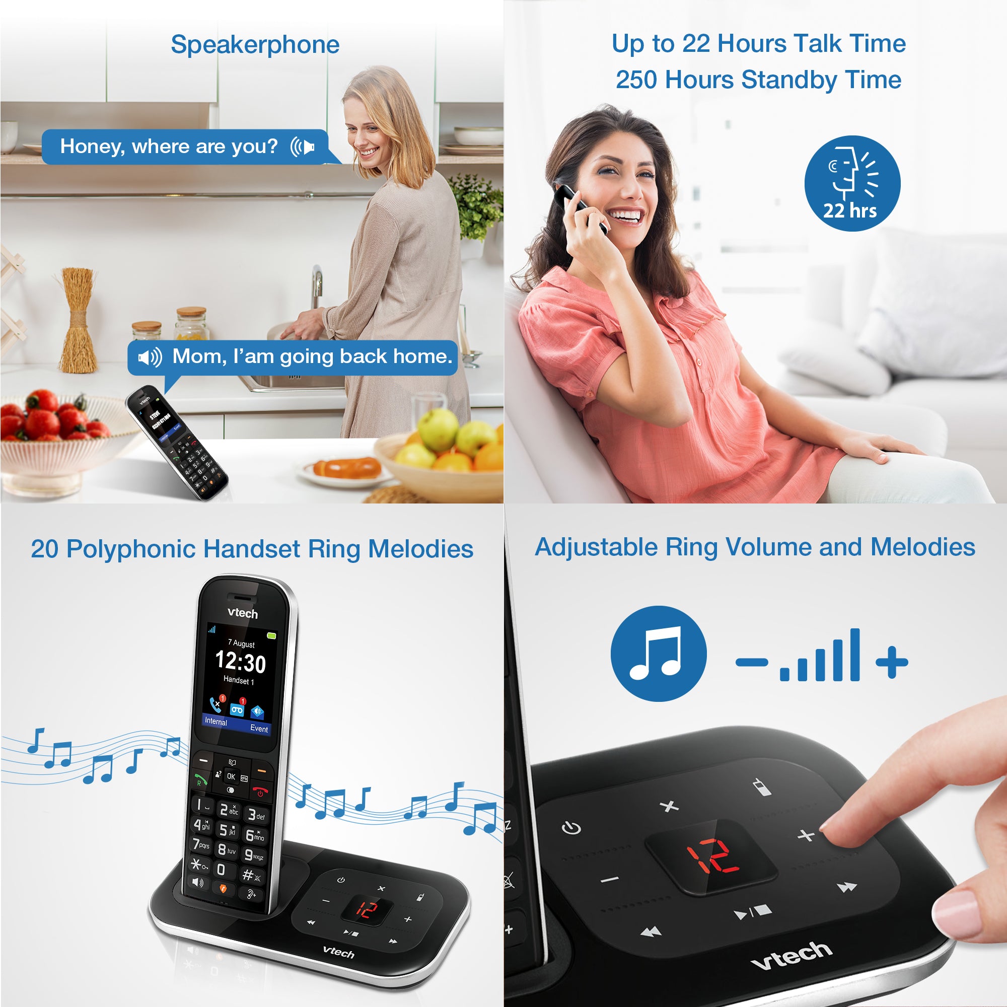 VTech PS1354 Cordless Phone with Answering Machine, Five Handset Landline Phones VTech