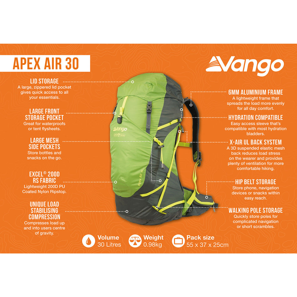 Vango Apex Air 30 Rucksack Camping Accessories Vango