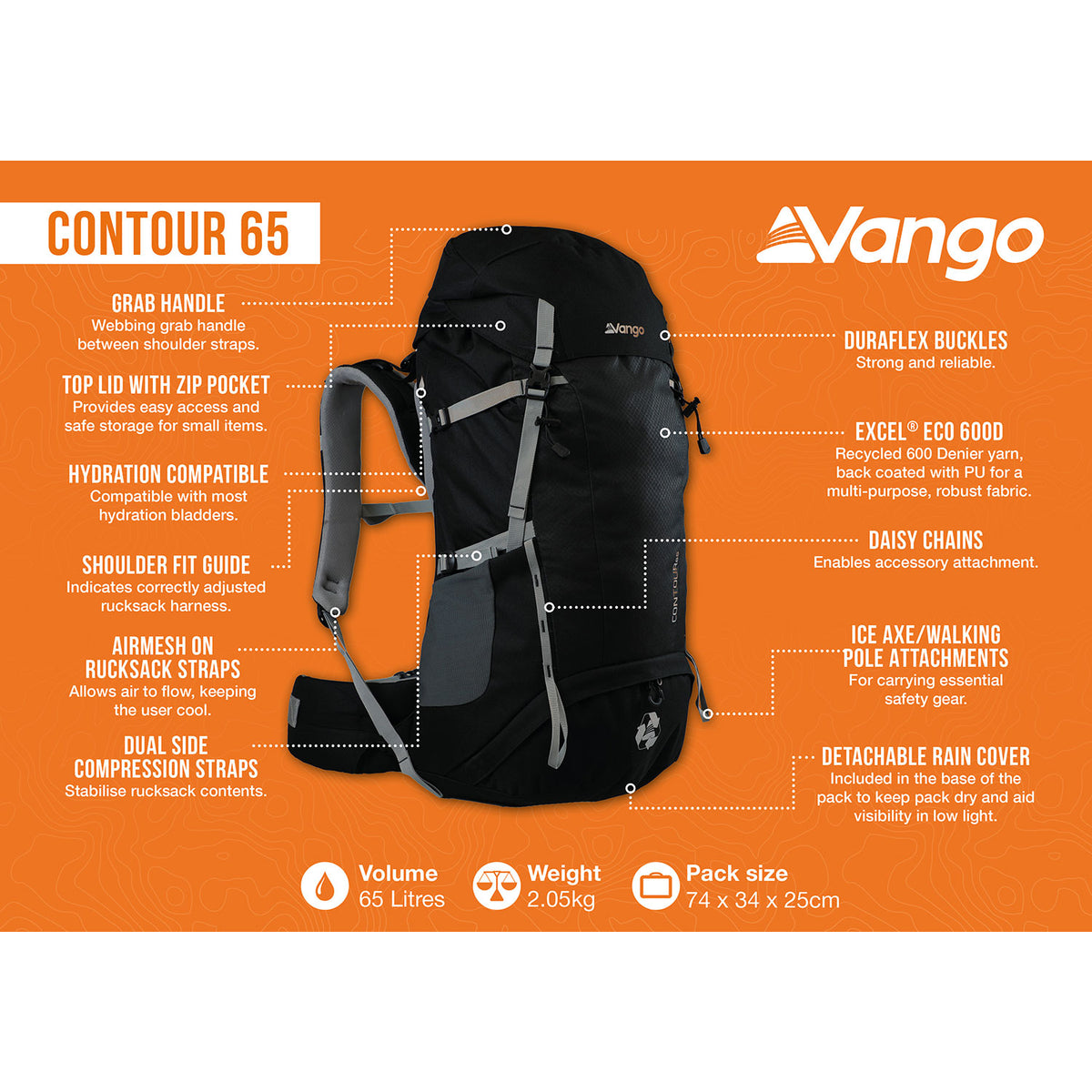 Vango Contour 65 Backpack Camping Accessories Vango