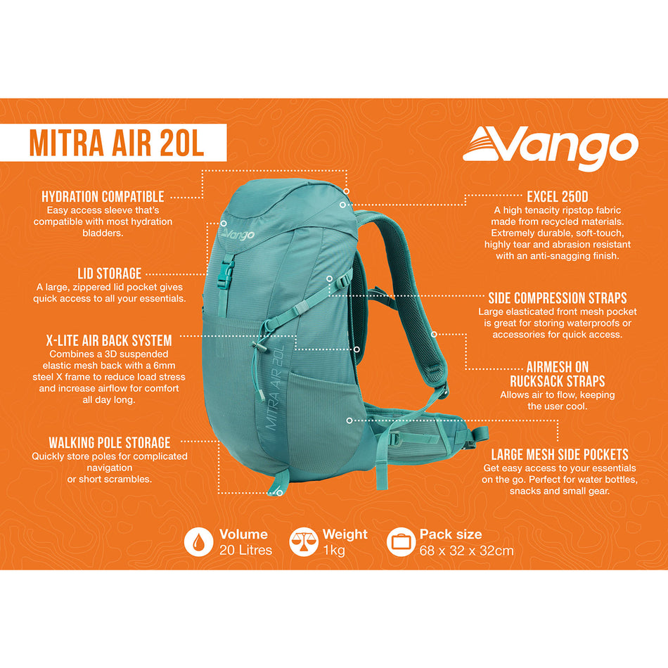 Vango Mitra Air 20L Rucksack - Everglade Camping Accessories Vango