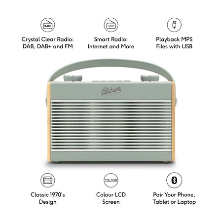 Roberts Rambler Max Stereo DAB/DAB+/FM/Internet Bluetooth Digital Radio in Duck Egg Digital Radios Roberts