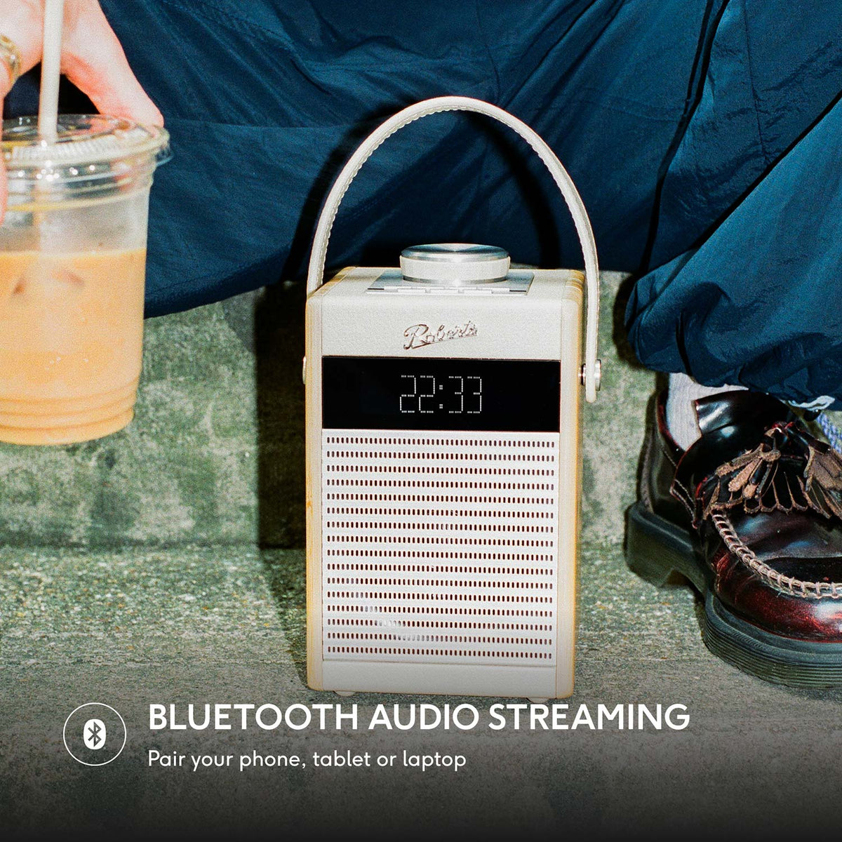 Roberts Rambler Midi DAB/DAB+/FM Bluetooth Digital Radio in Pastel Cream Digital Radios Roberts