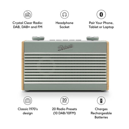 Roberts Rambler Uno DAB/DAB+/FM Bluetooth Digital Radio in Duck Egg Digital Radios Roberts