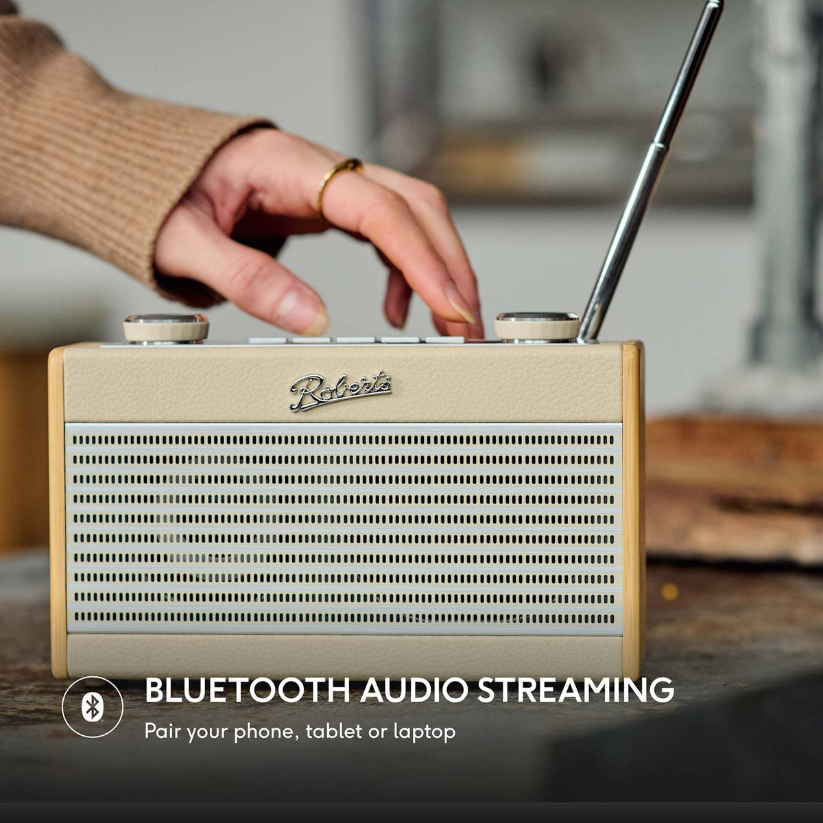 Roberts Rambler Uno DAB/DAB+/FM Bluetooth Digital Radio in Pastel Cream Digital Radios Roberts