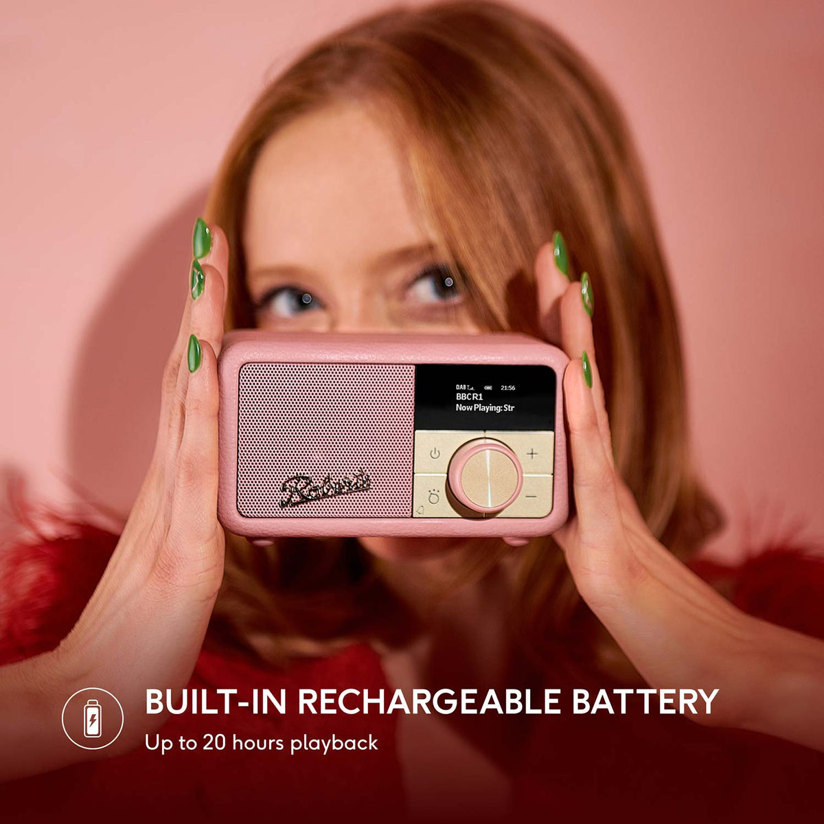 Roberts Revival Petite 2 DAB Radio & Portable Bluetooth Speaker in Dusky Pink Digital Radios Roberts