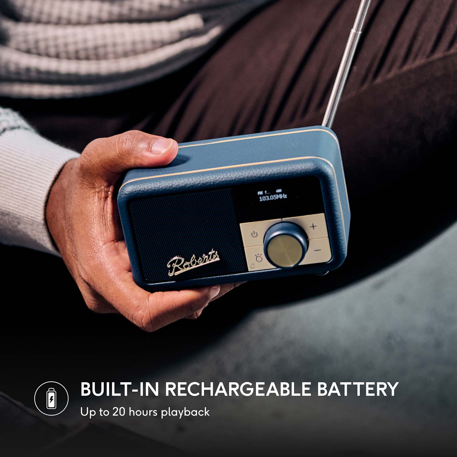 Roberts Revival Petite 2 DAB Radio & Portable Bluetooth Speaker in Midnight Blue Digital Radios Roberts