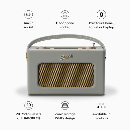 Roberts Revival RD70 DAB/FM Radio with Bluetooth in Dove Grey Digital Radios Roberts