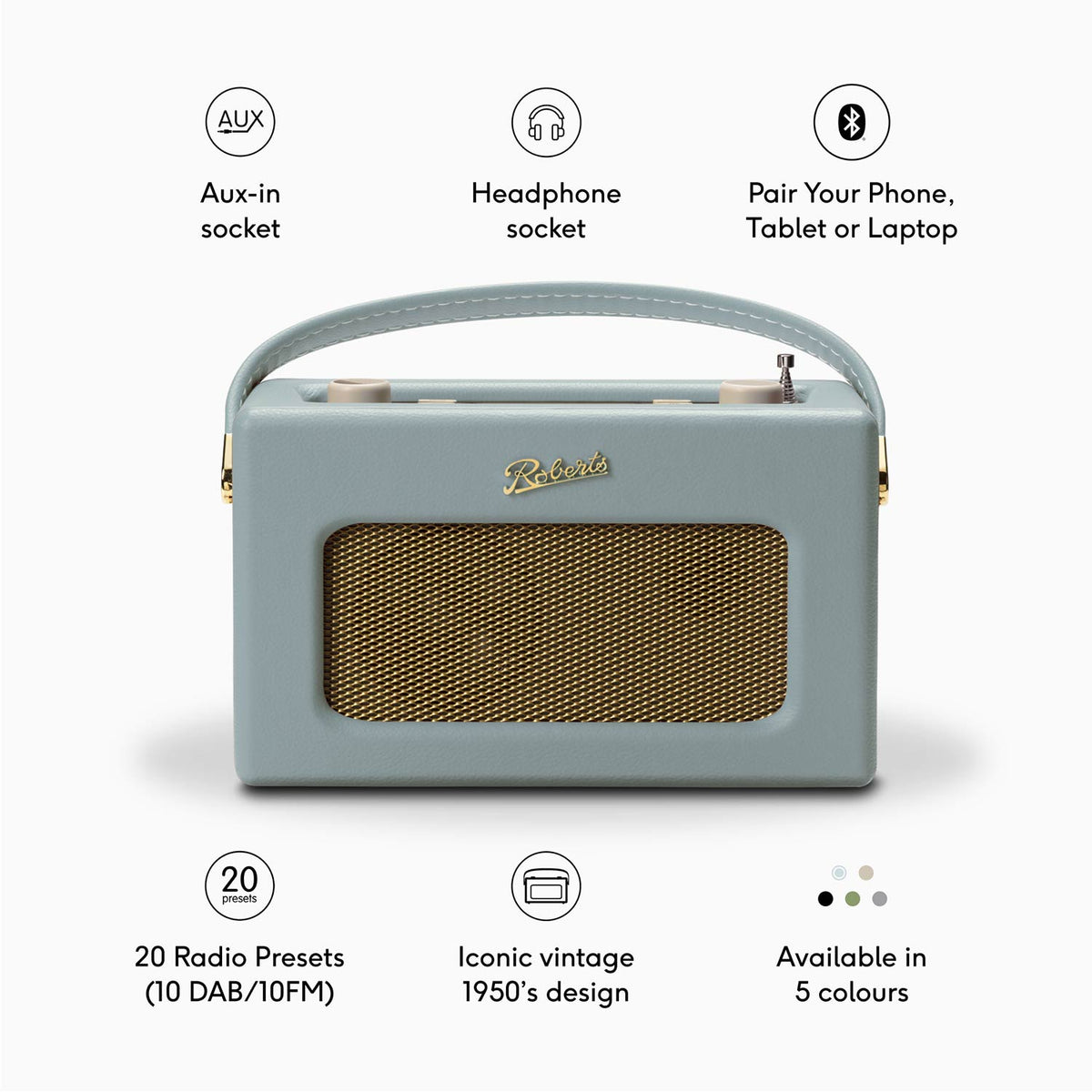 Roberts Revival RD70 DAB/FM Radio with Bluetooth in Duck Egg Digital Radios Roberts