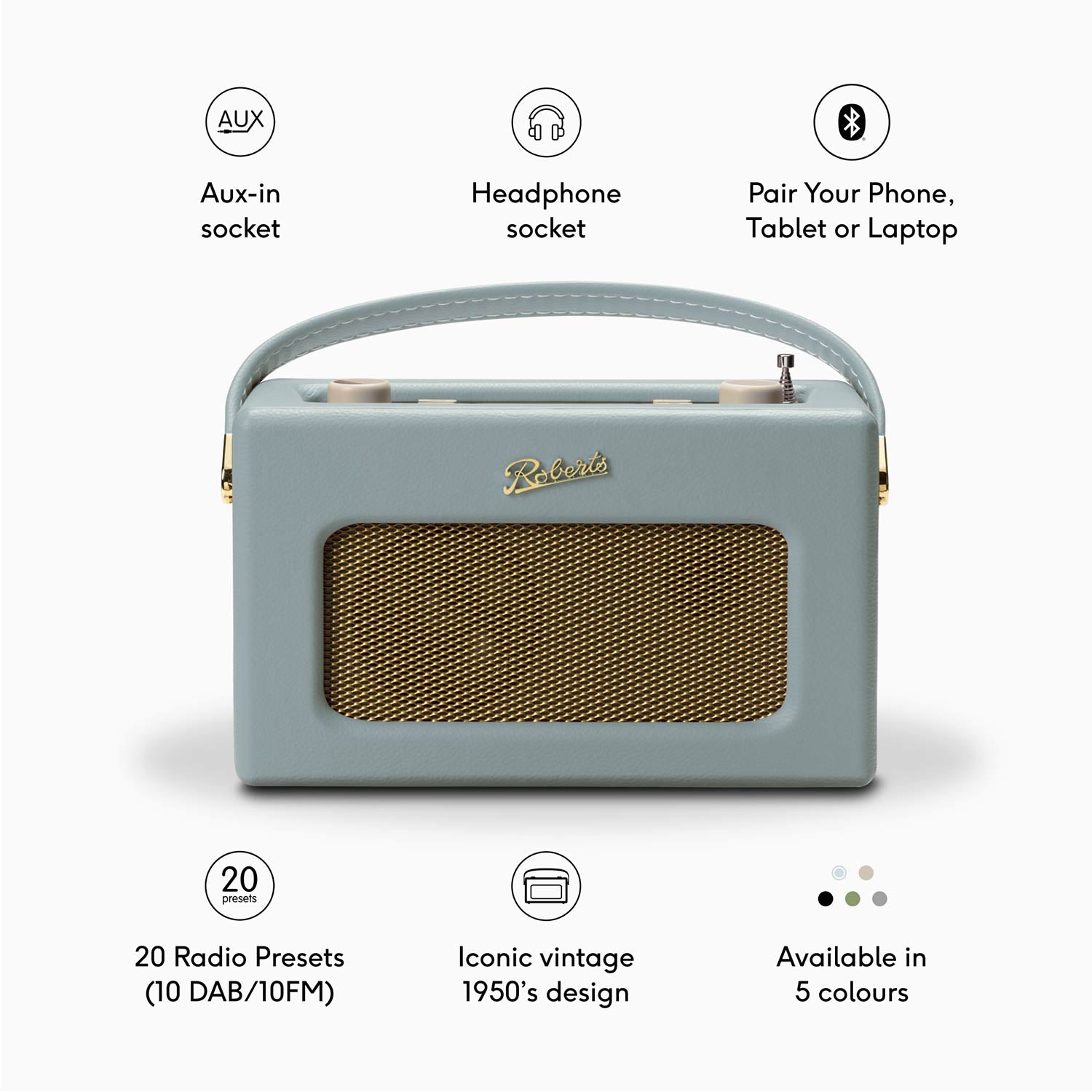 Roberts Revival RD70 DAB/FM Radio with Bluetooth in Duck Egg Digital Radios Roberts
