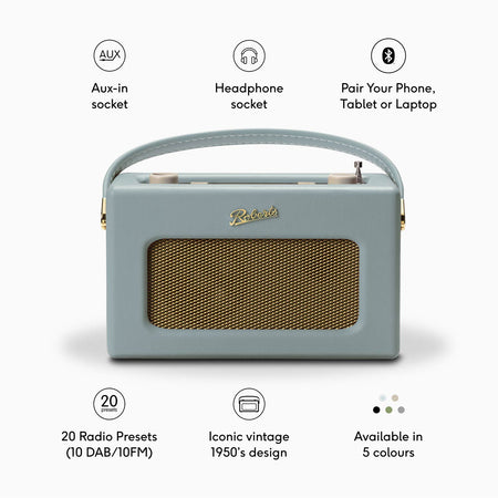 Roberts Revival RD70 DAB/FM Radio with Bluetooth in Duck Egg Digital Radios Roberts