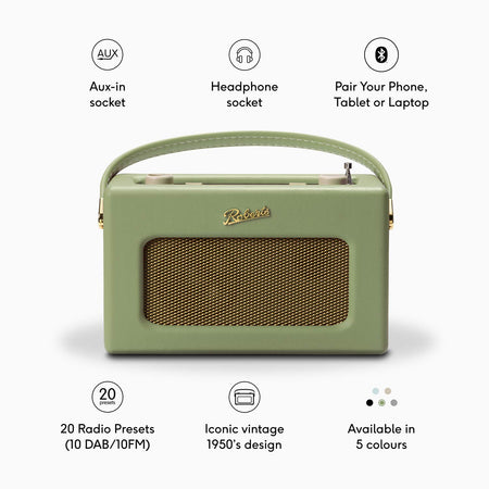 Roberts Revival RD70 DAB/FM Radio with Bluetooth in Leaf Digital Radios Roberts