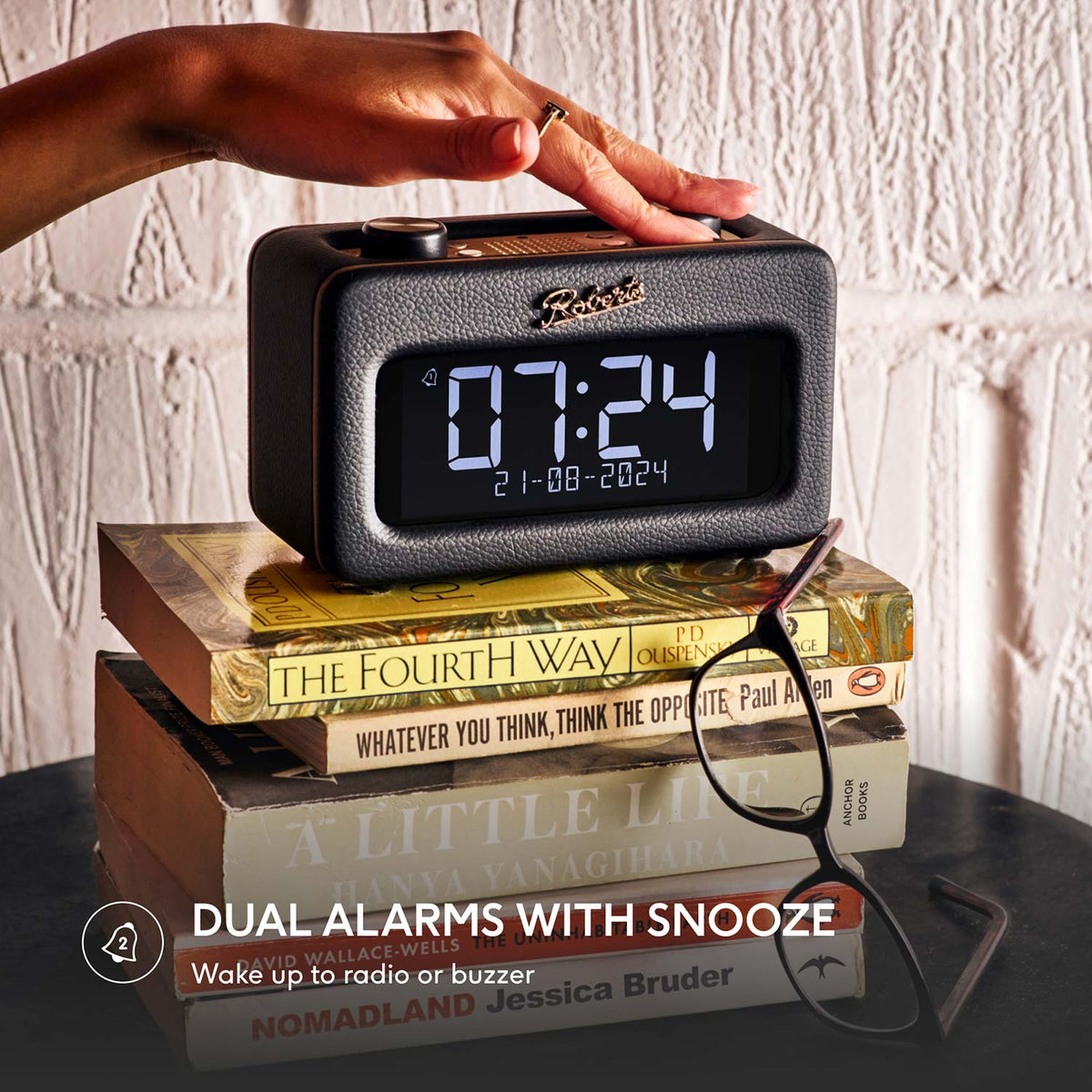 Roberts Revival Rest DAB Radio Alarm Clock, Black Digital Radios Roberts