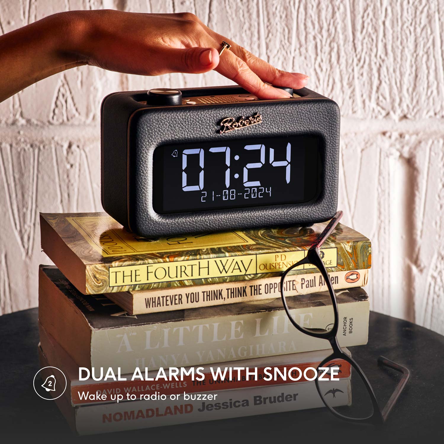 Roberts Revival Rest DAB Radio Alarm Clock, Black Digital Radios Roberts