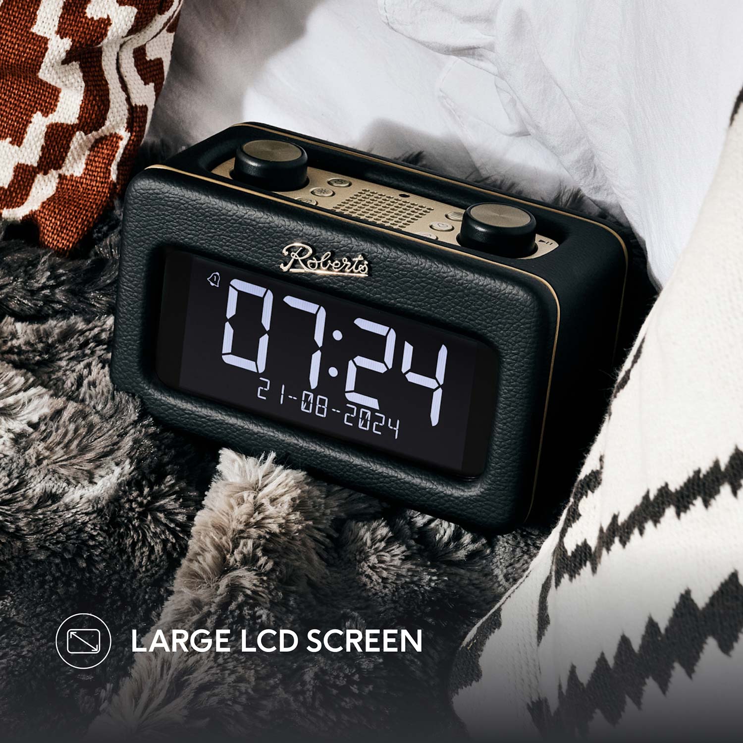 Roberts Revival Rest DAB Radio Alarm Clock, Black Digital Radios Roberts