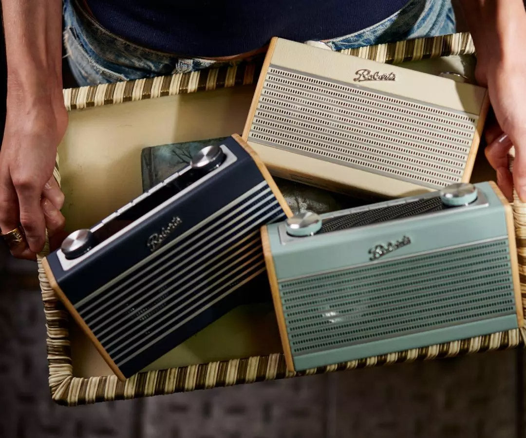 Roberts Radios being carried in basket