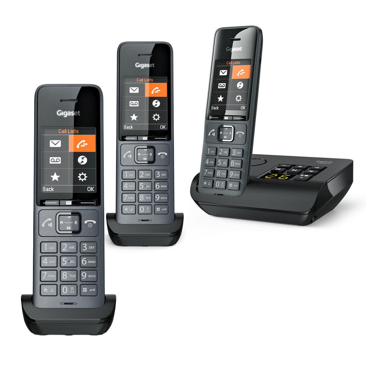 Gigaset Family Plus A Cordless Phone, Trio Handset with Answer Machine Landline Phones Gigaset   