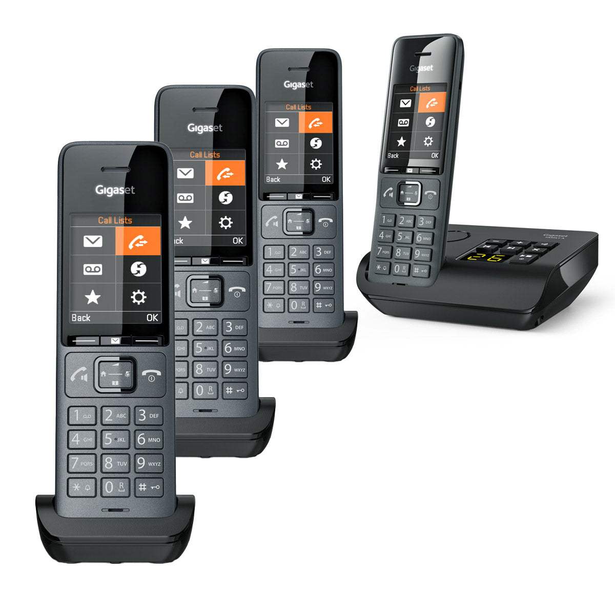 Gigaset Family Plus A Cordless Phones, Quad Handset with Answer Machine Landline Phones Gigaset   