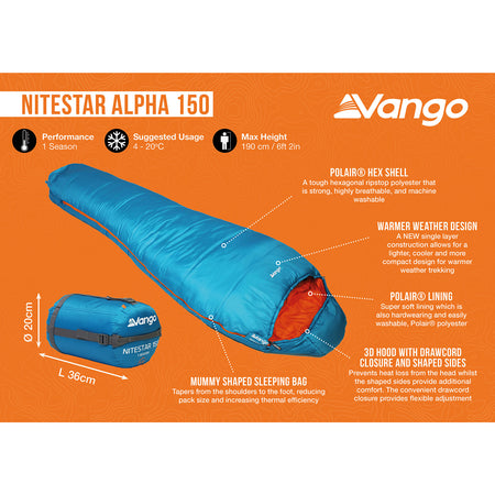 Vango Nitestar Alpha 150 Sleeping Bag - Atom Blue Sleeping Bags Vango