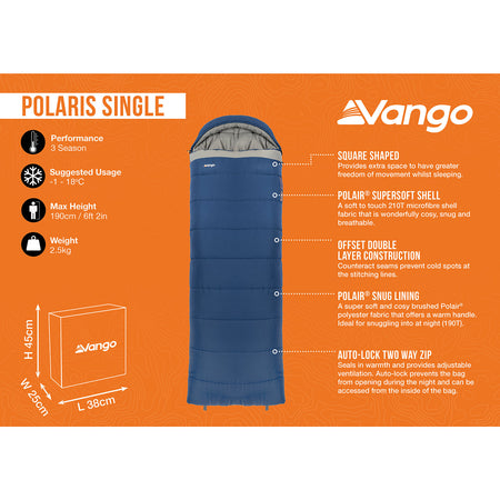 Vango Polaris Single Sleeping Bag Sleeping Bags Vango