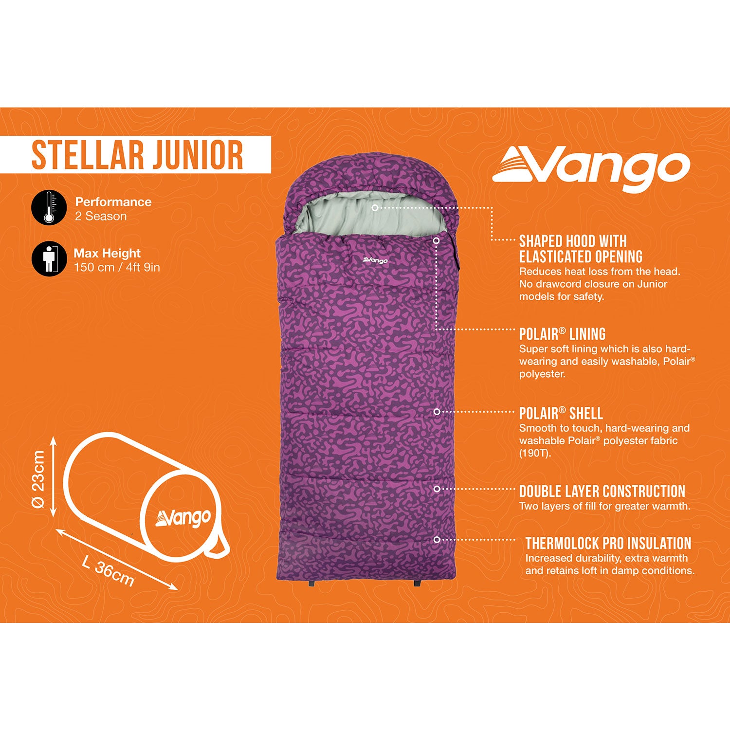 Vango Stellar Junior Kids Sleeping Bag - Byzantium Sleeping Bags Vango