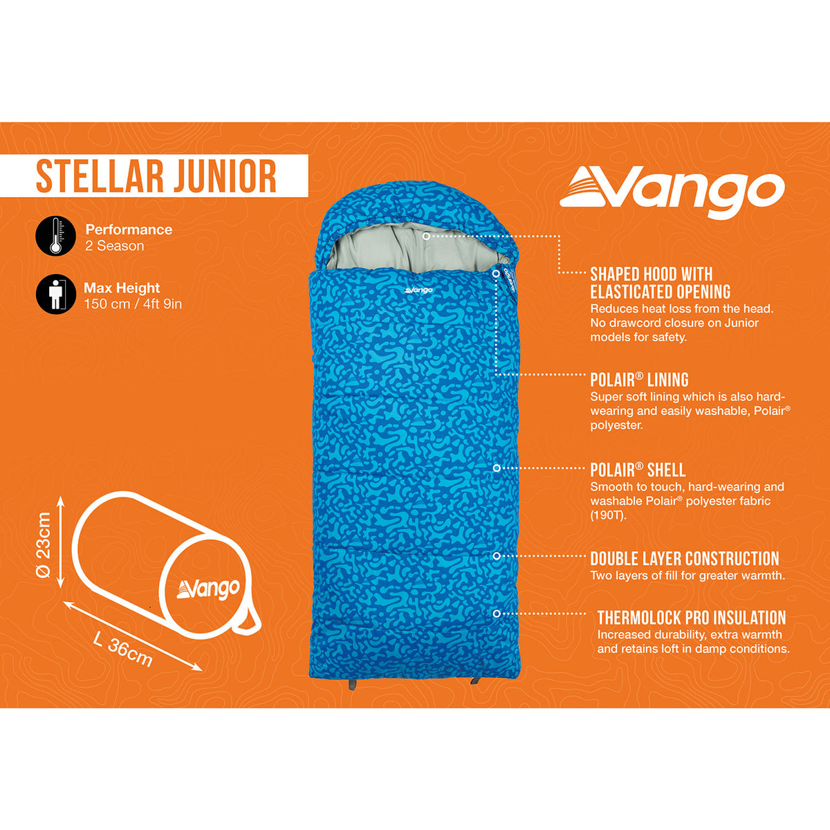 Vango Stellar Junior KIds Sleeping Bag - Atlantic Blue Sleeping Bags Vango