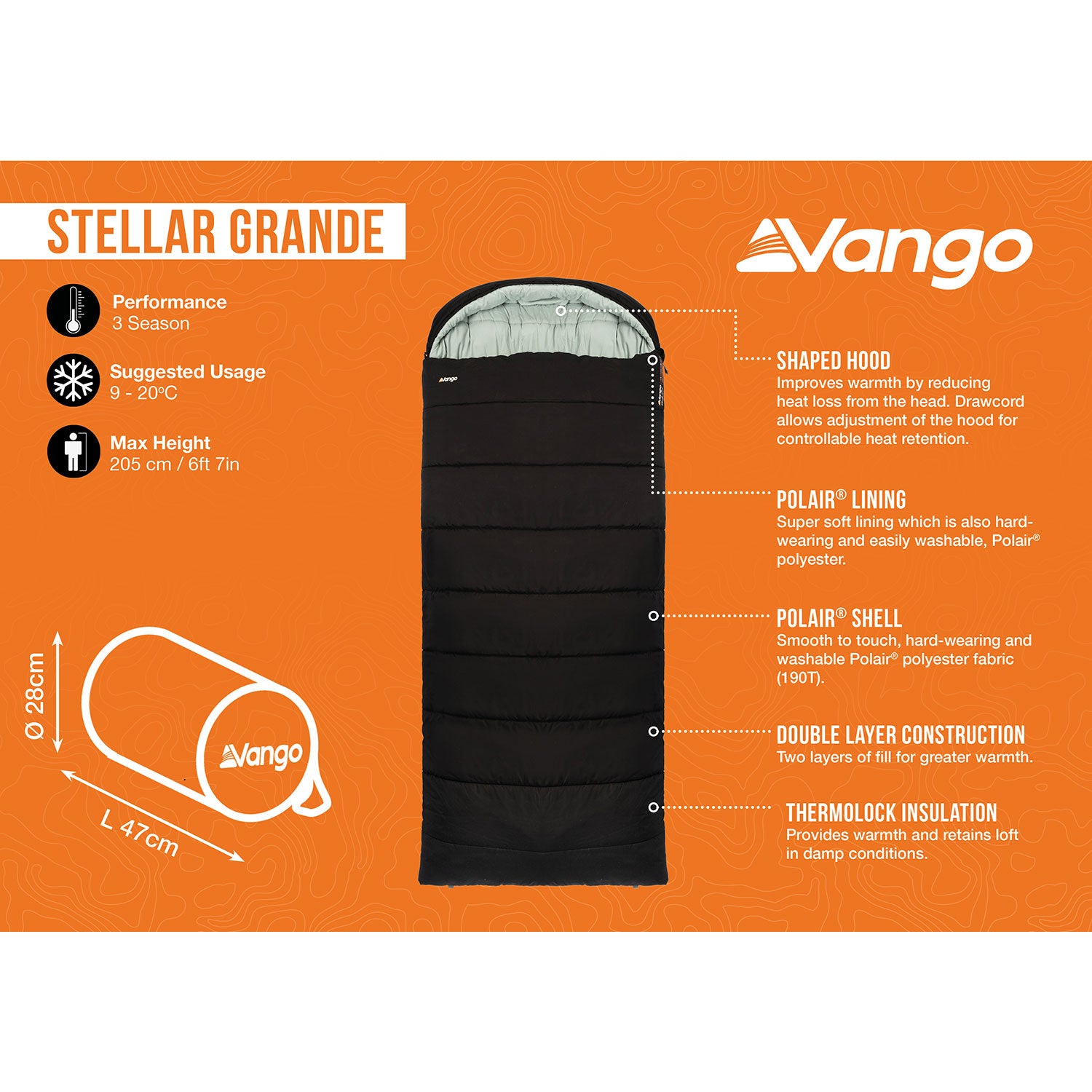 Vango Stellar Grande Sleeping Bag - Black Sleeping Bags Vango