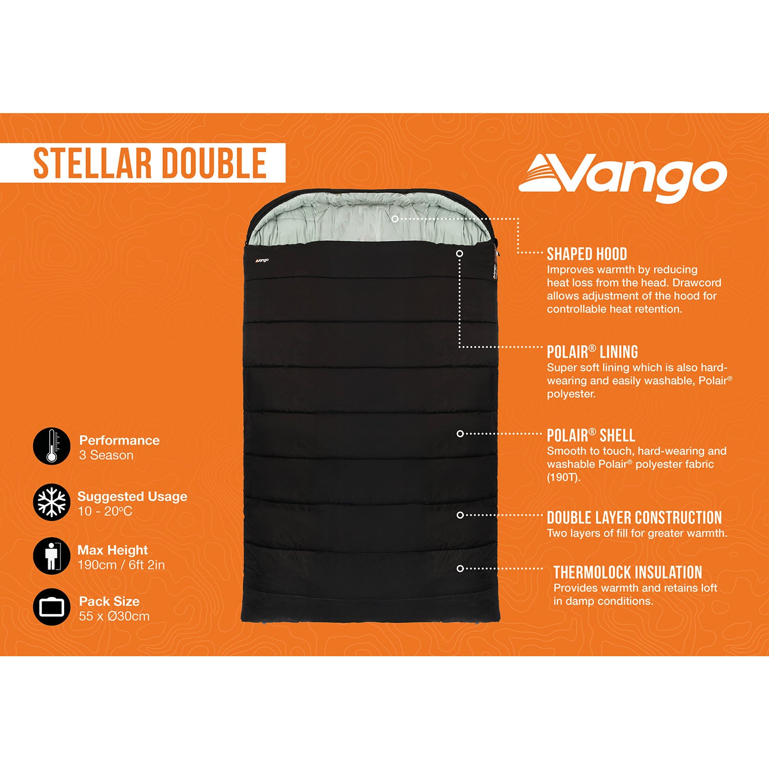 Vango Stellar Double Sleeping Bag - Black Sleeping Bags Vango
