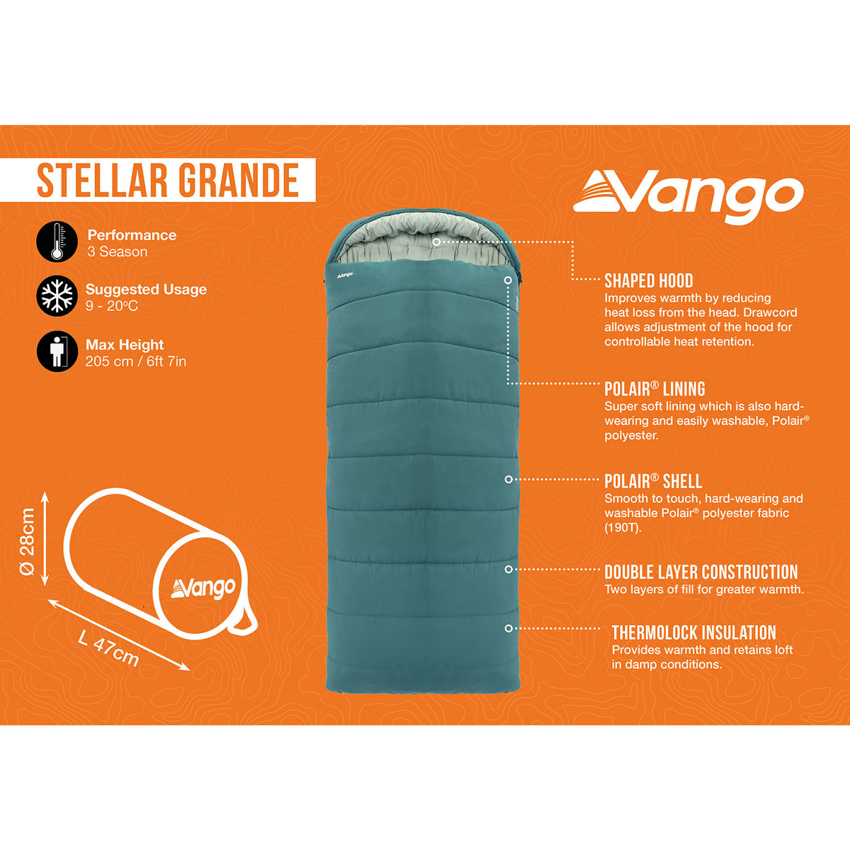 Vango Stellar Grande Sleeping Bag - Oasis Sleeping Bags Vango