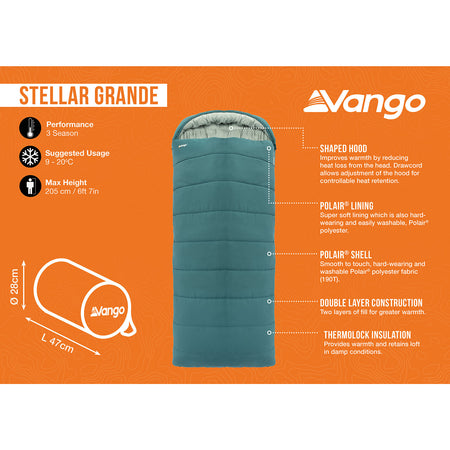 Vango Stellar Grande Sleeping Bag - Oasis Sleeping Bags Vango