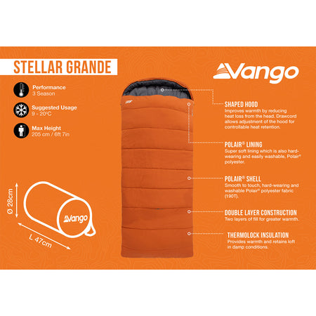Vango Stellar Grande Sleeping Bag - Harissa Sleeping Bags Vango
