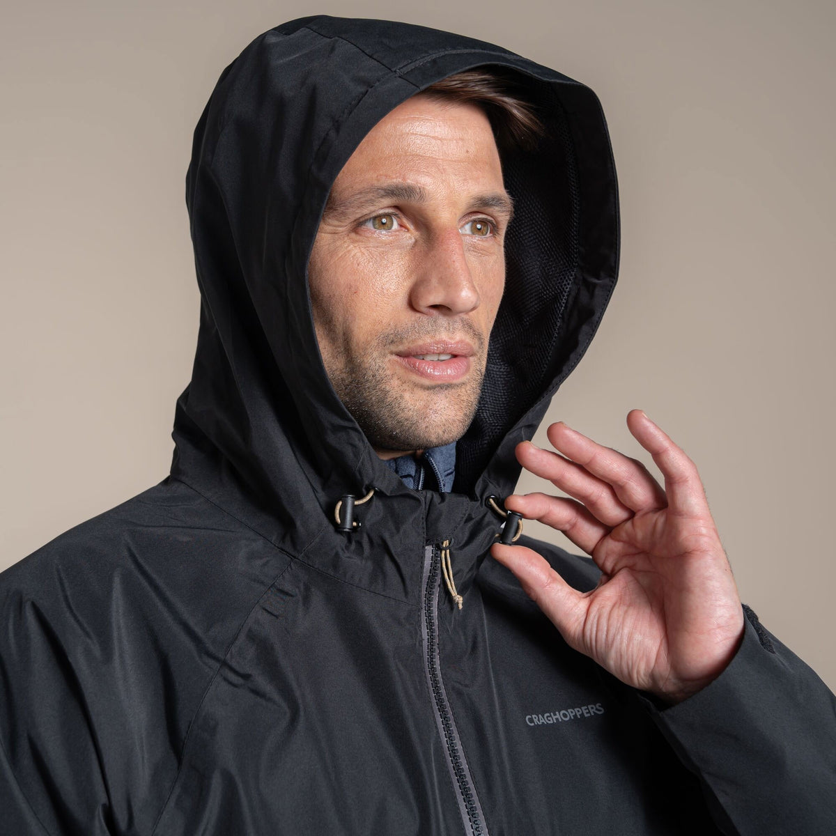 Craghoppers Men's Osuna Waterproof Jacket | Black / Dark Iron Clothing Craghoppers