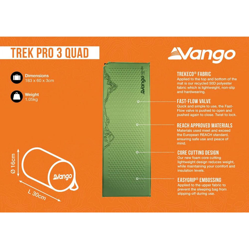 Vango Trek Pro 3 Quad Sleeping Mat Camping Accessories Vango