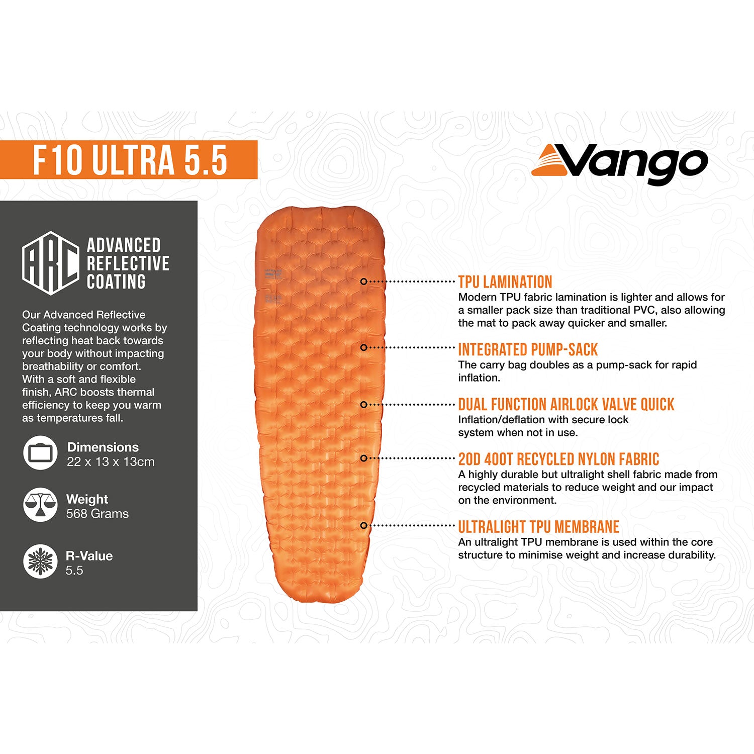 Vango F10 Ultra 5.5 Sleeping Mat Camping Accessories Vango