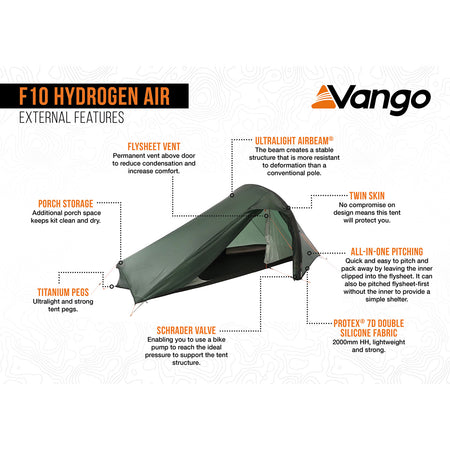 Vango F10 Hydrogen Air 1-Person Tent Tents Vango