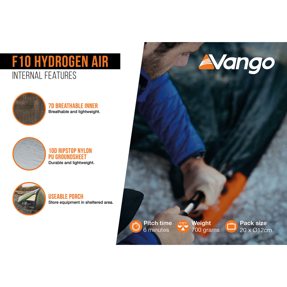 Vango F10 Hydrogen Air 1-Person Tent Tents Vango