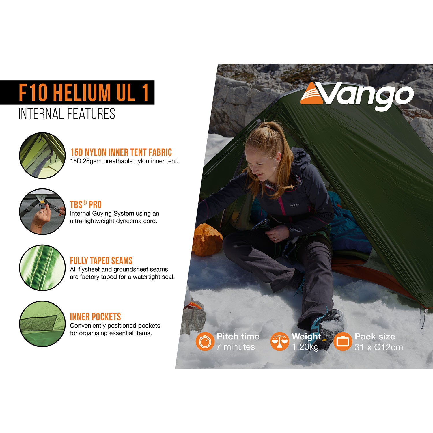 Vango F10 Helium UL 1 Lightweight Tent Tents Vango