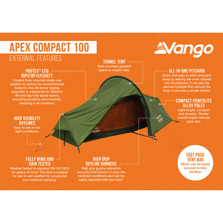 Vango Apex Compact 100 1-Person Tent Tents Vango