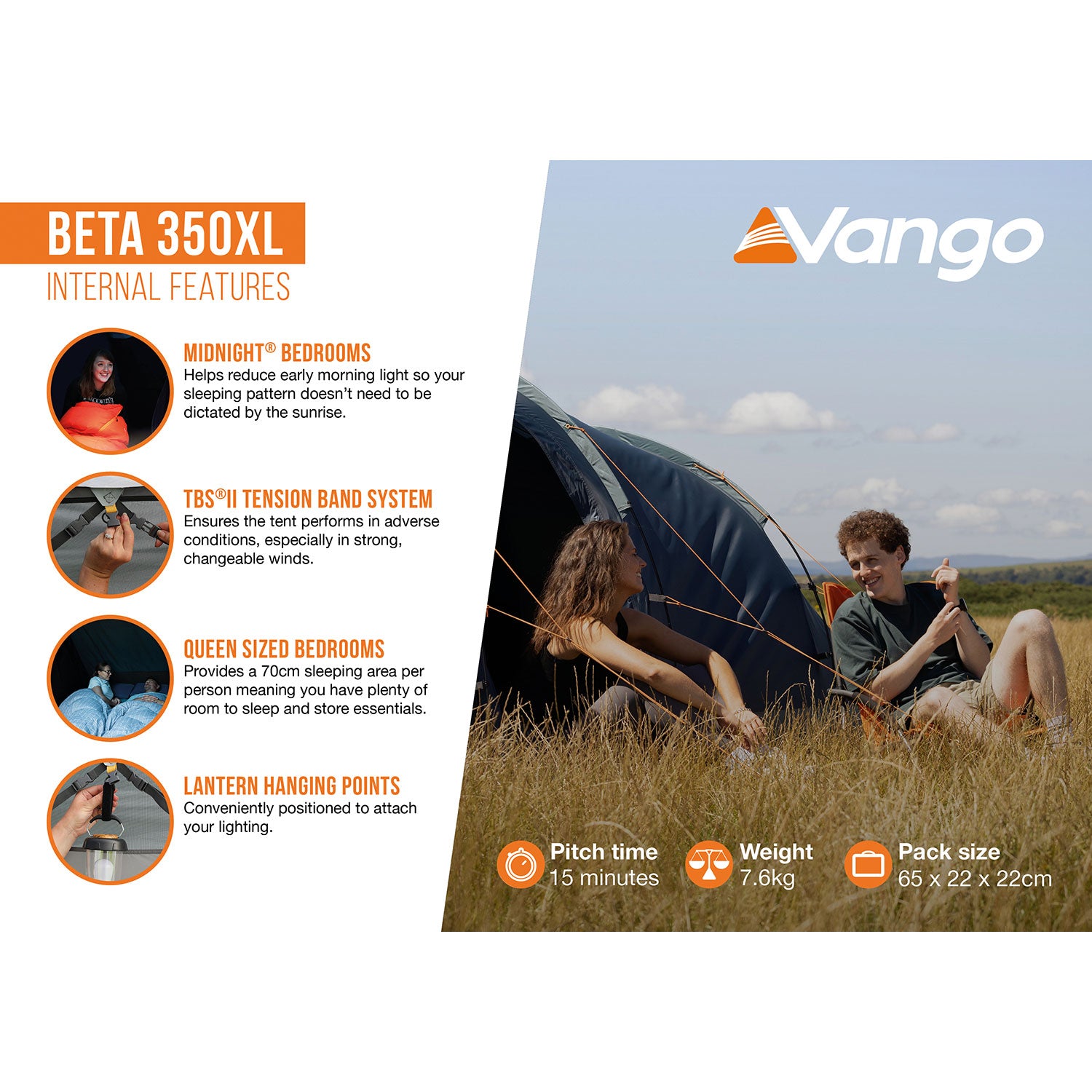 Vango Beta 350XL 3-Person Tent Tents Vango