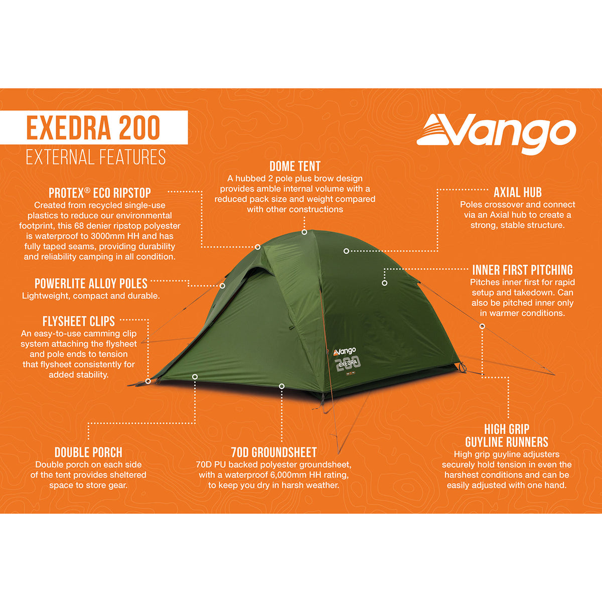 Vango Exedra 200 Lightweight 2-Person Tent Tents Vango