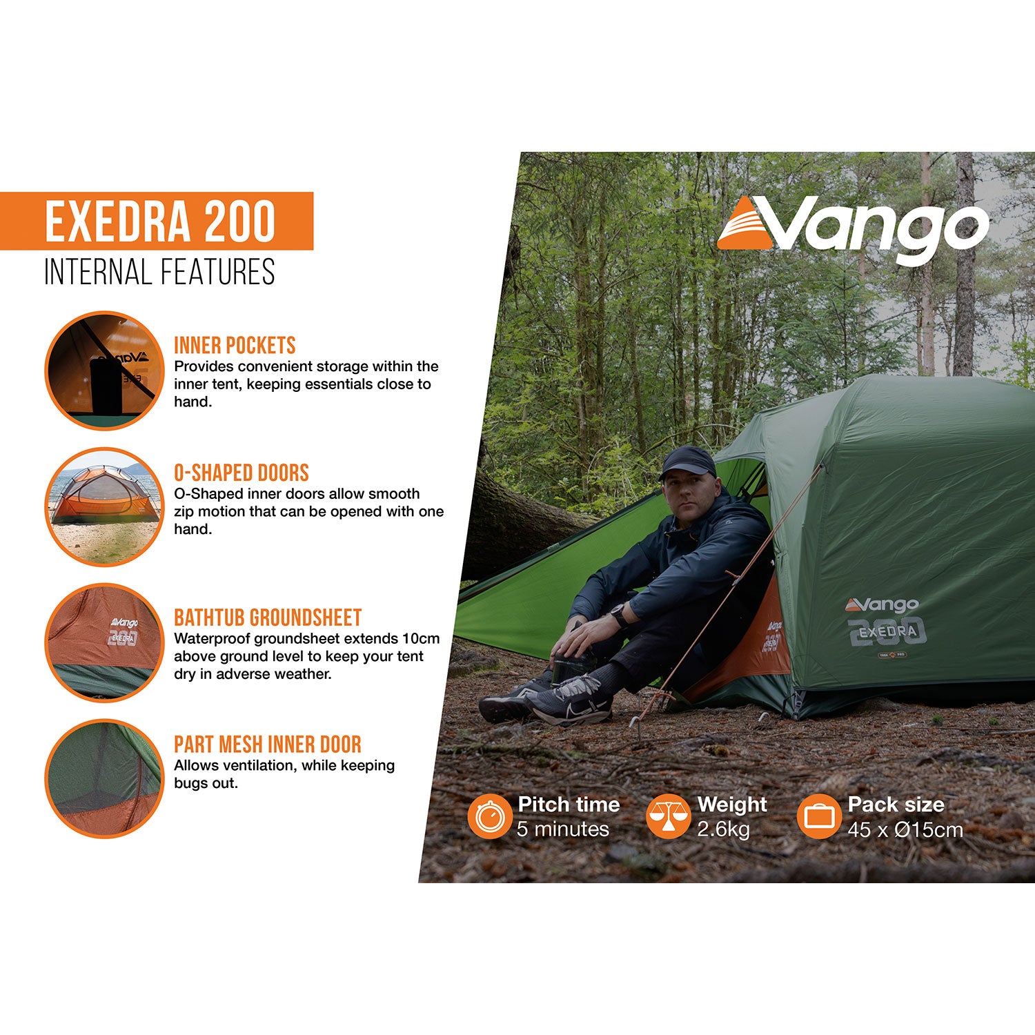 Vango Exedra 200 Lightweight 2-Person Tent Tents Vango