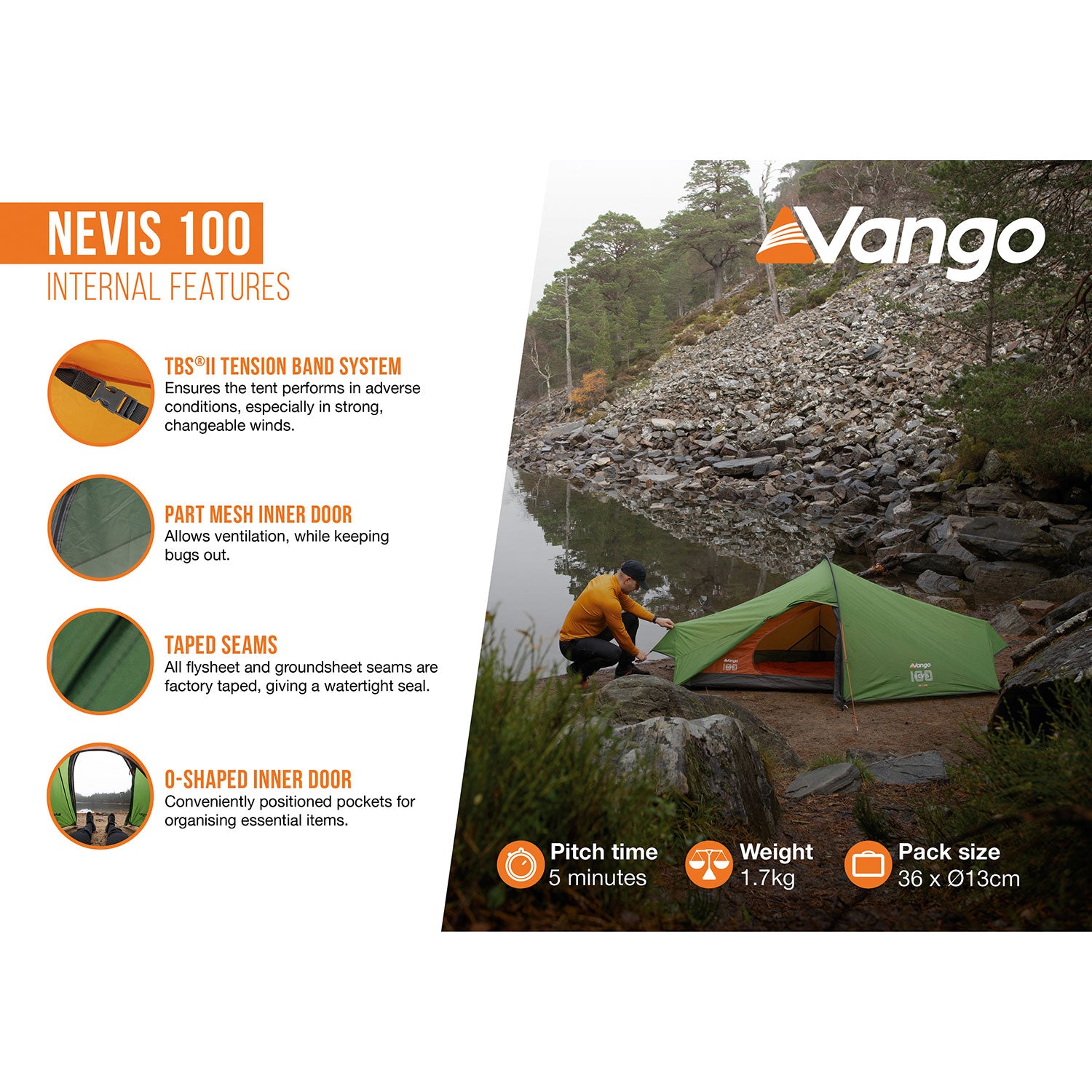 Vango Nevis 100 1-Person Tent & Sleeping Bundle Tents Vango