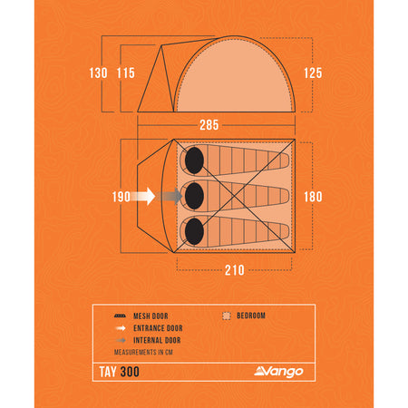 Vango Tay 300 3-Person Tent - Deep Blue Tents Vango