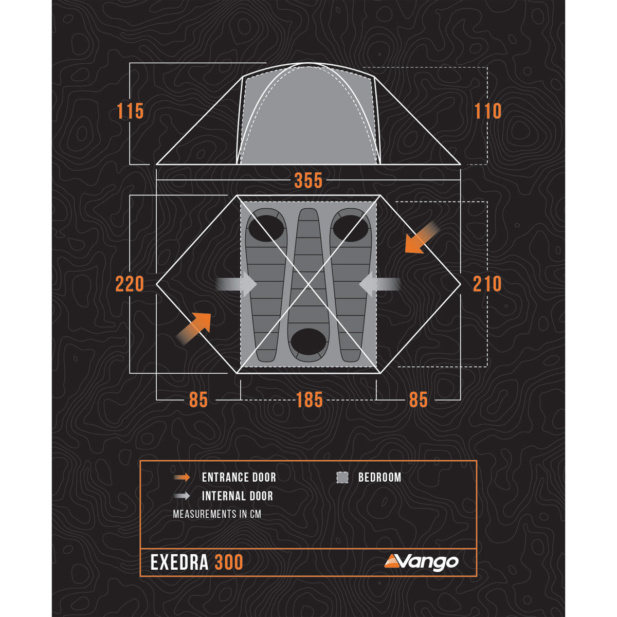 Vango Exedra 300 Lightweight 3-Person Tent Tents Vango