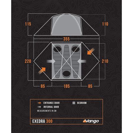Vango Exedra 300 Lightweight 3-Person Tent Tents Vango